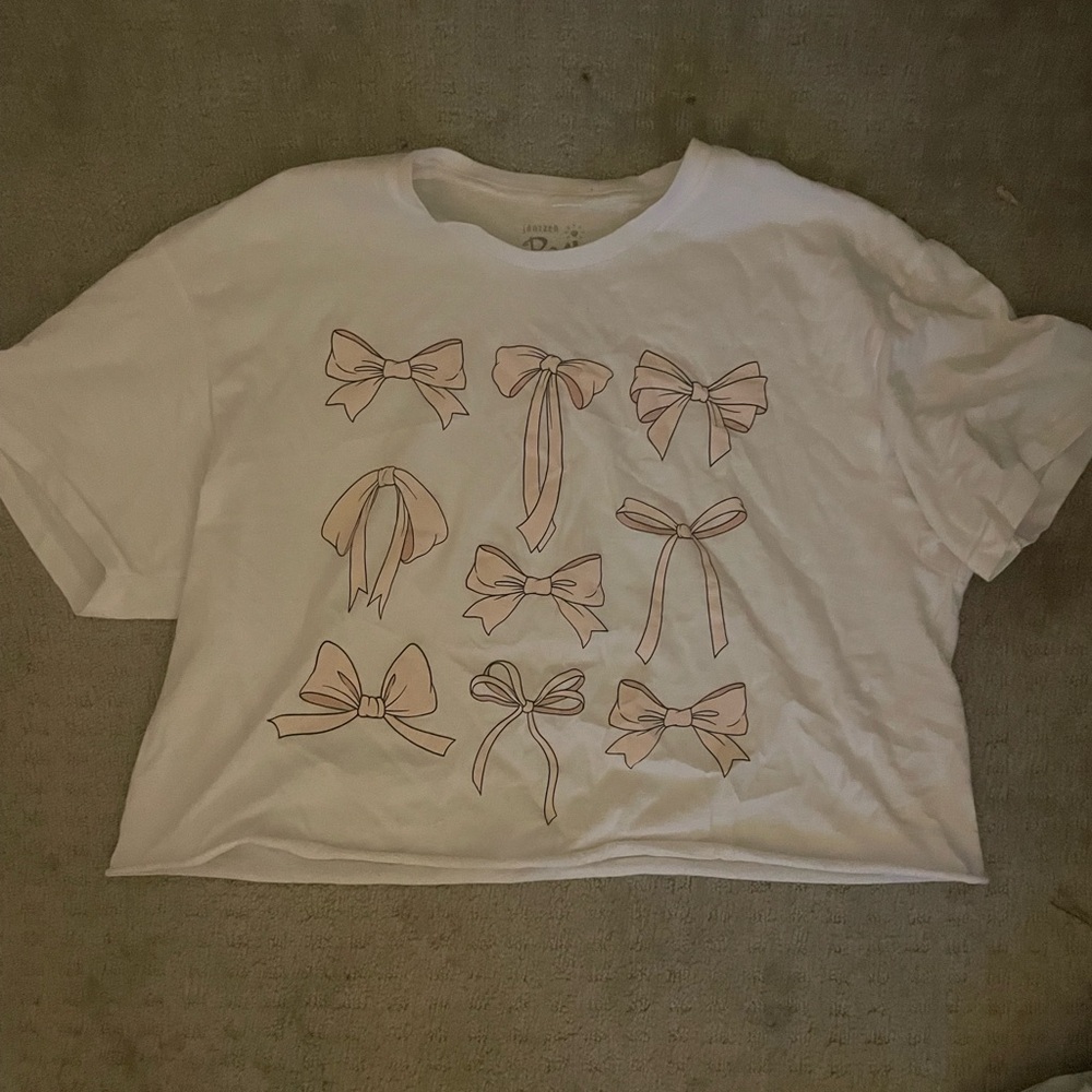 Jantzen White and Pink Bow Graphic Tee